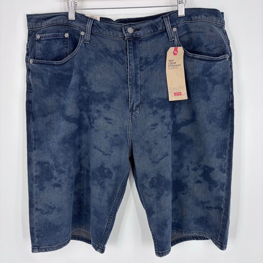 Levi's 569 Loose Straight Shorts Mens 40 Blue Acid Wash Denim Stretch Jean NEW